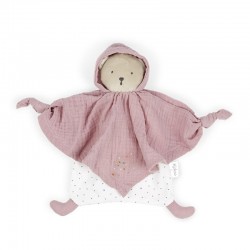 Doudou plat coton bio Ourson rose 