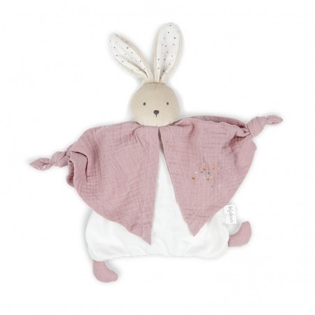 Doudou plat coton bio Lapinou rose 