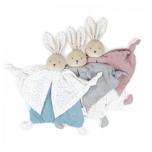 Doudou plat coton bio Lapinou rose