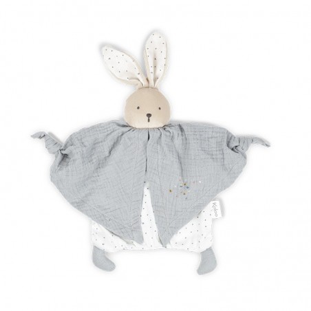 Doudou plat coton bio Lapinou gris 