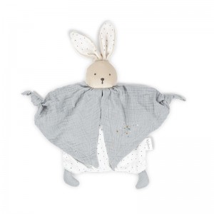 Doudou plat coton bio Lapinou gris 