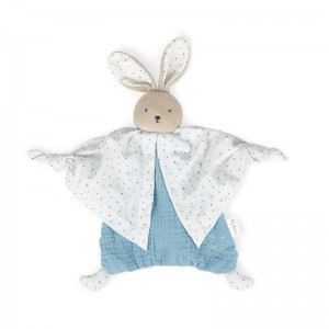 Doudou plat coton bio Lapinou bleu 