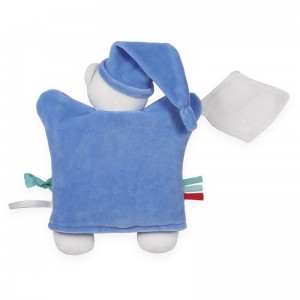 Doudou attache sucette marionnette Ourson bleu