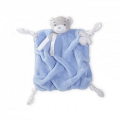 Doudou attache sucette plat Ourson bleu
