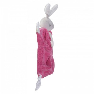 Doudou attache sucette plat Lapinou framboise