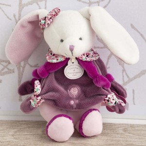 Doudou hochet Cerise le lapin rose