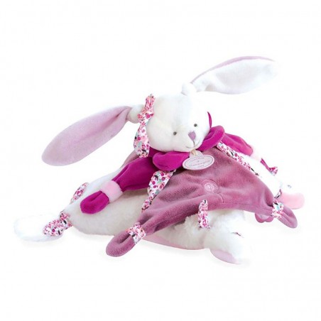 Doudou plat Cerise le lapin rose