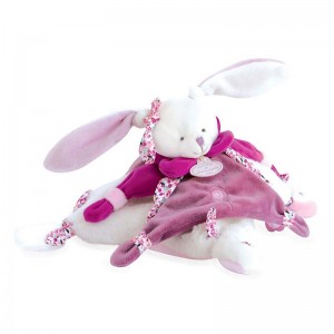 Doudou plat Cerise le lapin rose