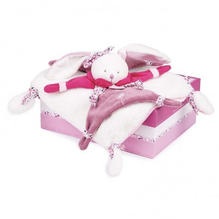 Doudou plat Cerise le lapin rose