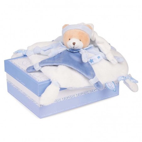 Doudou plat Petit chou l'ours bleu Doudou plat Petit chou l'ours bleu