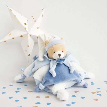 Doudou plat Petit chou l'ours bleu Doudou plat Petit chou l'ours bleu