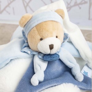 Doudou plat Petit chou l'ours bleu