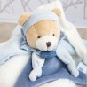 Doudou plat Petit chou l'ours bleu Doudou plat Petit chou l'ours bleu