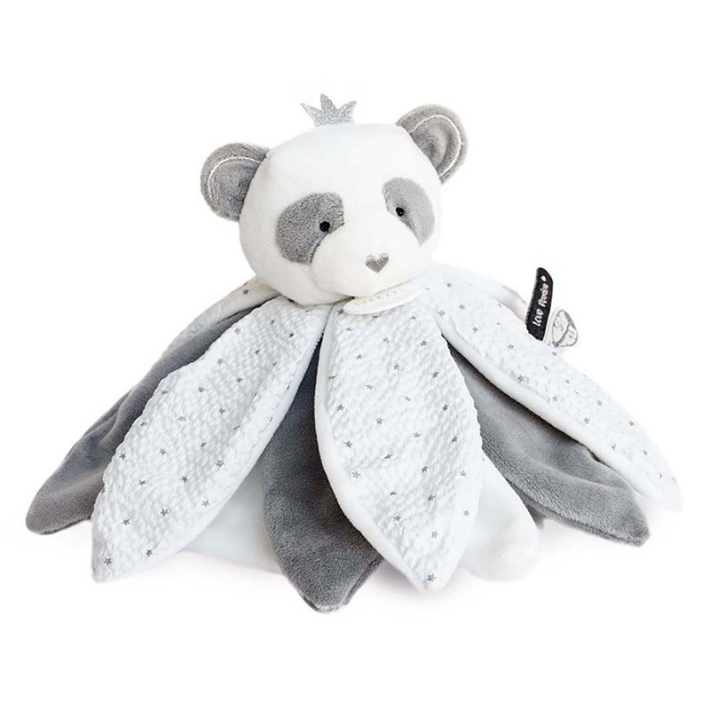 Doudou plat pétales Panda gris