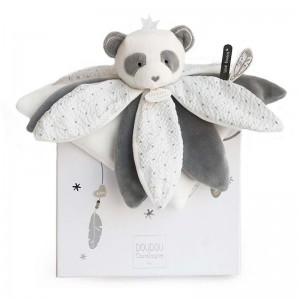 Doudou plat pétales Panda gris