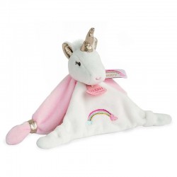 Doudou plat Licorne rose