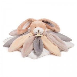 Doudou plat Lapin taupe