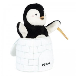 Peluche marionnette Cache-cache Gabin le pingouin