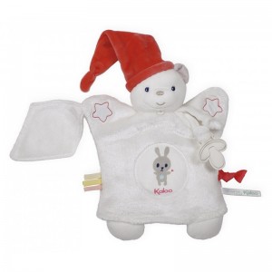 Doudou attache sucette marionnette Ourson crème